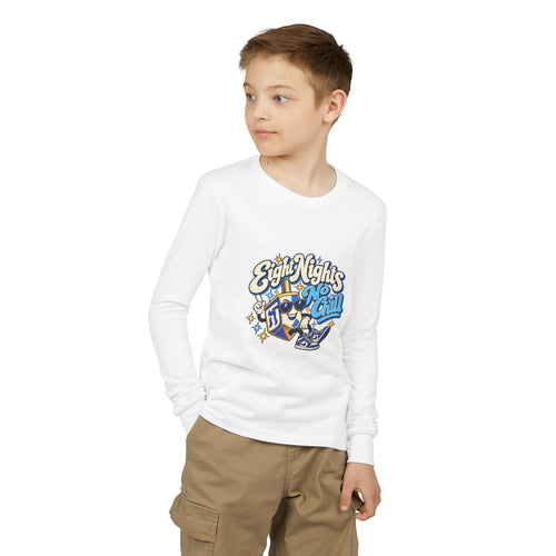 8 Nights No Chill Hanukkah Youth Jersey Long Sleeve Tee