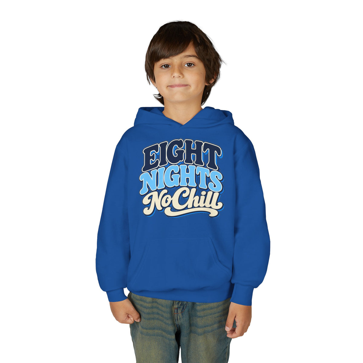 8 Nights No Chill Hanukkah Youth Heavy Blend Hooded Sweatshirt