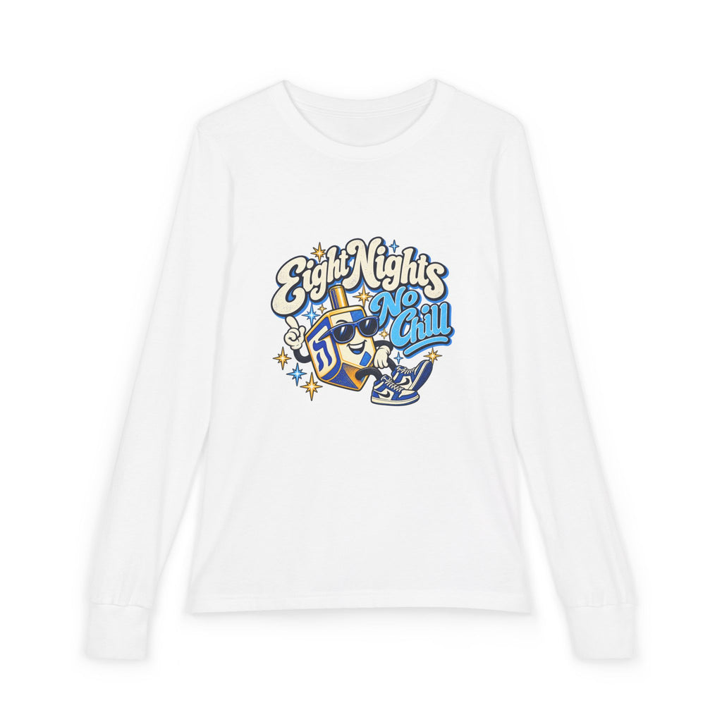 8 Nights No Chill Hanukkah Youth Jersey Long Sleeve Tee