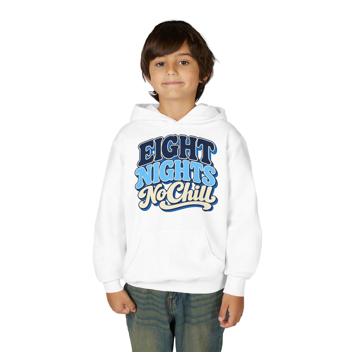 8 Nights No Chill Hanukkah Youth Heavy Blend Hooded Sweatshirt