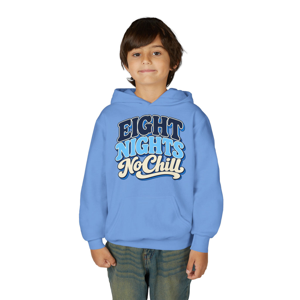 8 Nights No Chill Hanukkah Youth Heavy Blend Hooded Sweatshirt