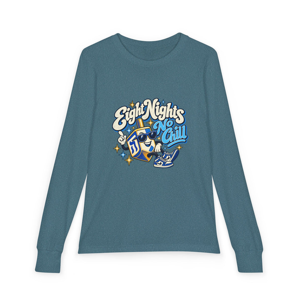 8 Nights No Chill Hanukkah Youth Jersey Long Sleeve Tee