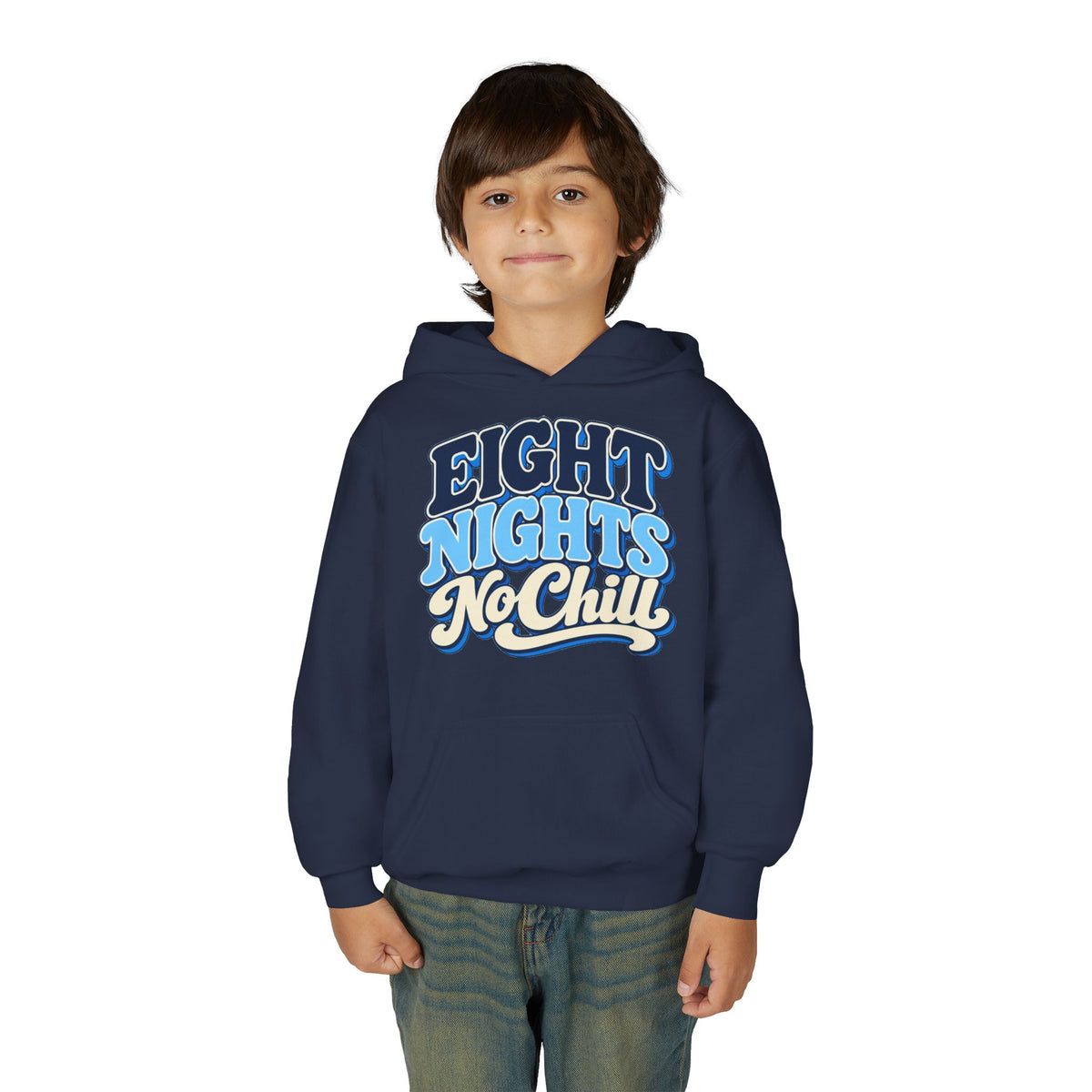 8 Nights No Chill Hanukkah Youth Heavy Blend Hooded Sweatshirt