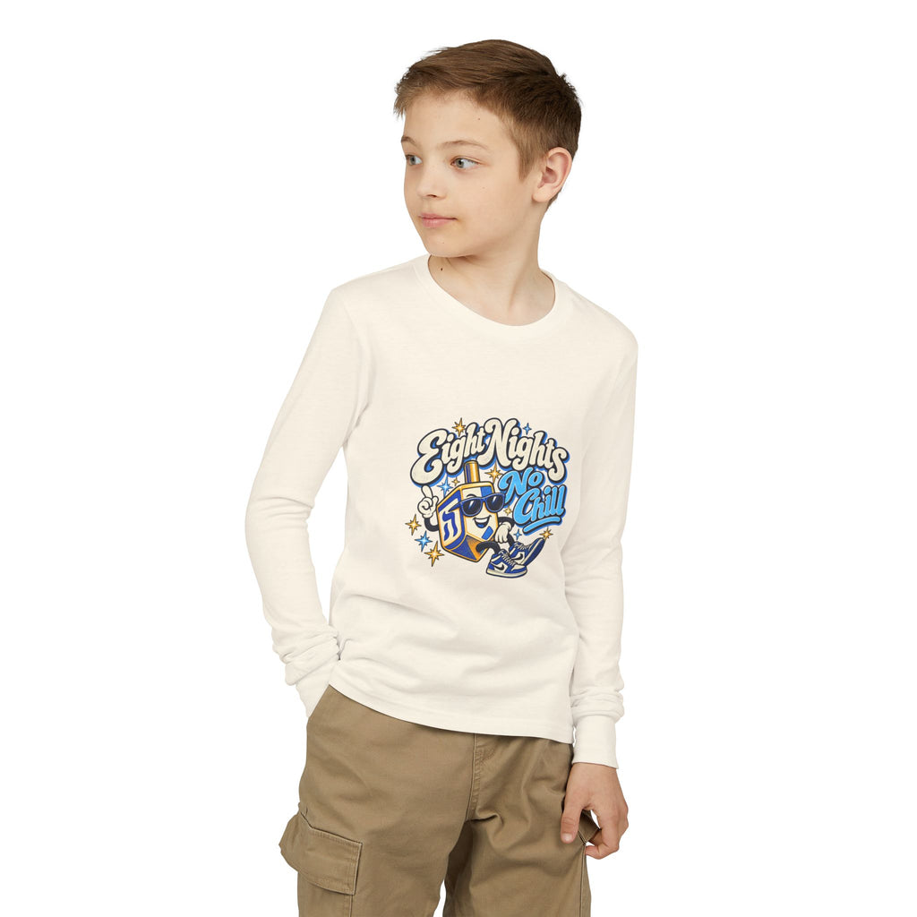 8 Nights No Chill Hanukkah Youth Jersey Long Sleeve Tee