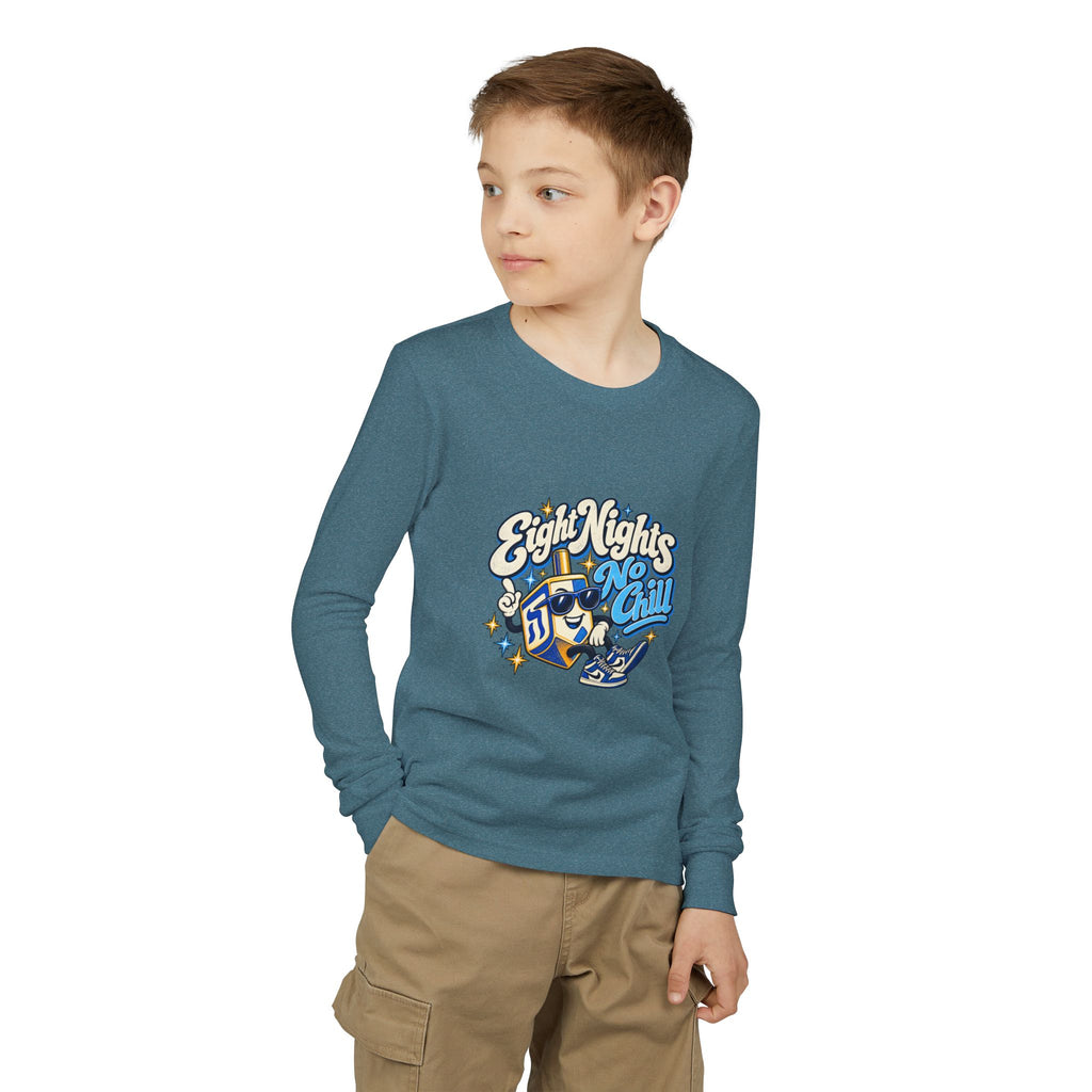 8 Nights No Chill Hanukkah Youth Jersey Long Sleeve Tee