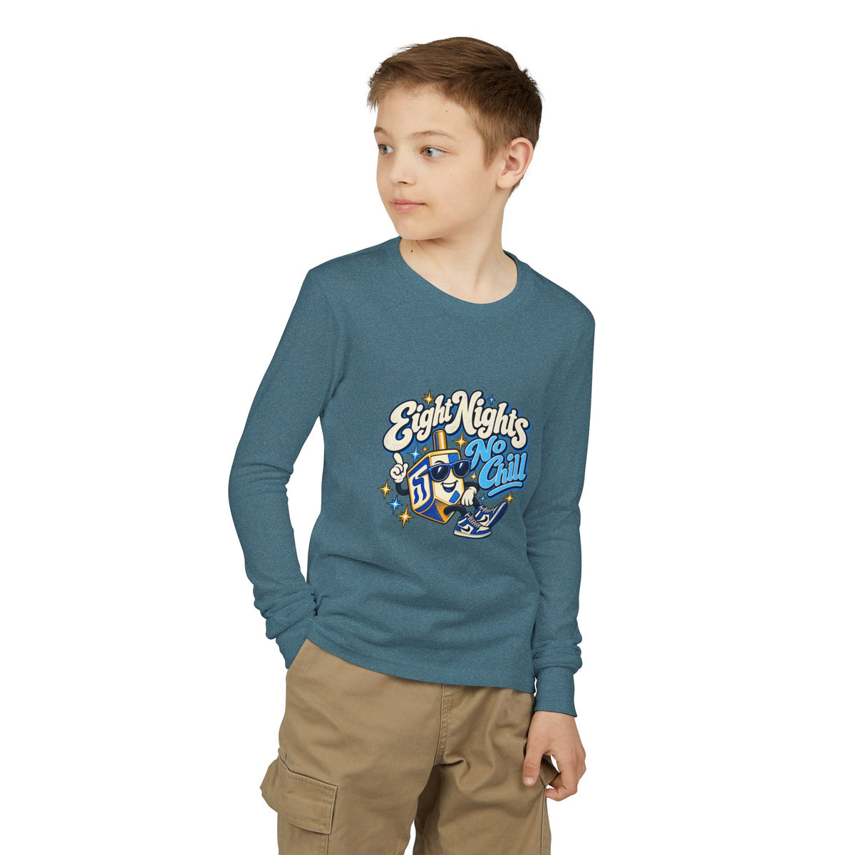 8 Nights No Chill Hanukkah Youth Jersey Long Sleeve Tee