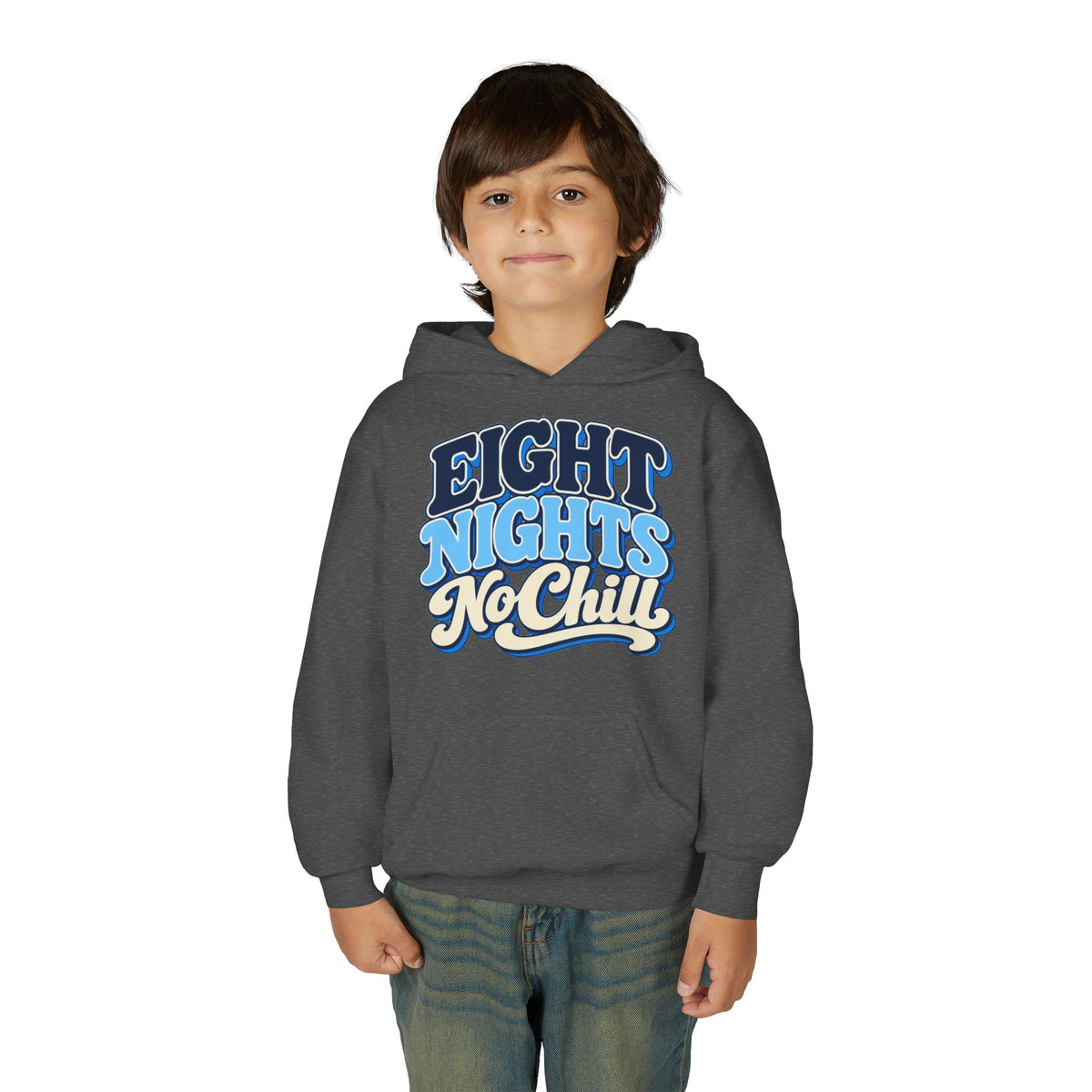 8 Nights No Chill Hanukkah Youth Heavy Blend Hooded Sweatshirt