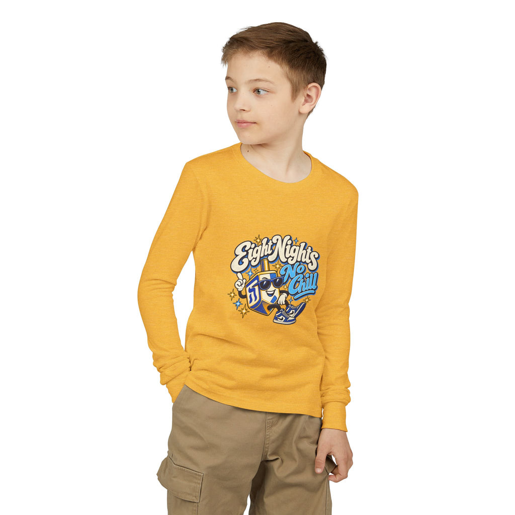8 Nights No Chill Hanukkah Youth Jersey Long Sleeve Tee
