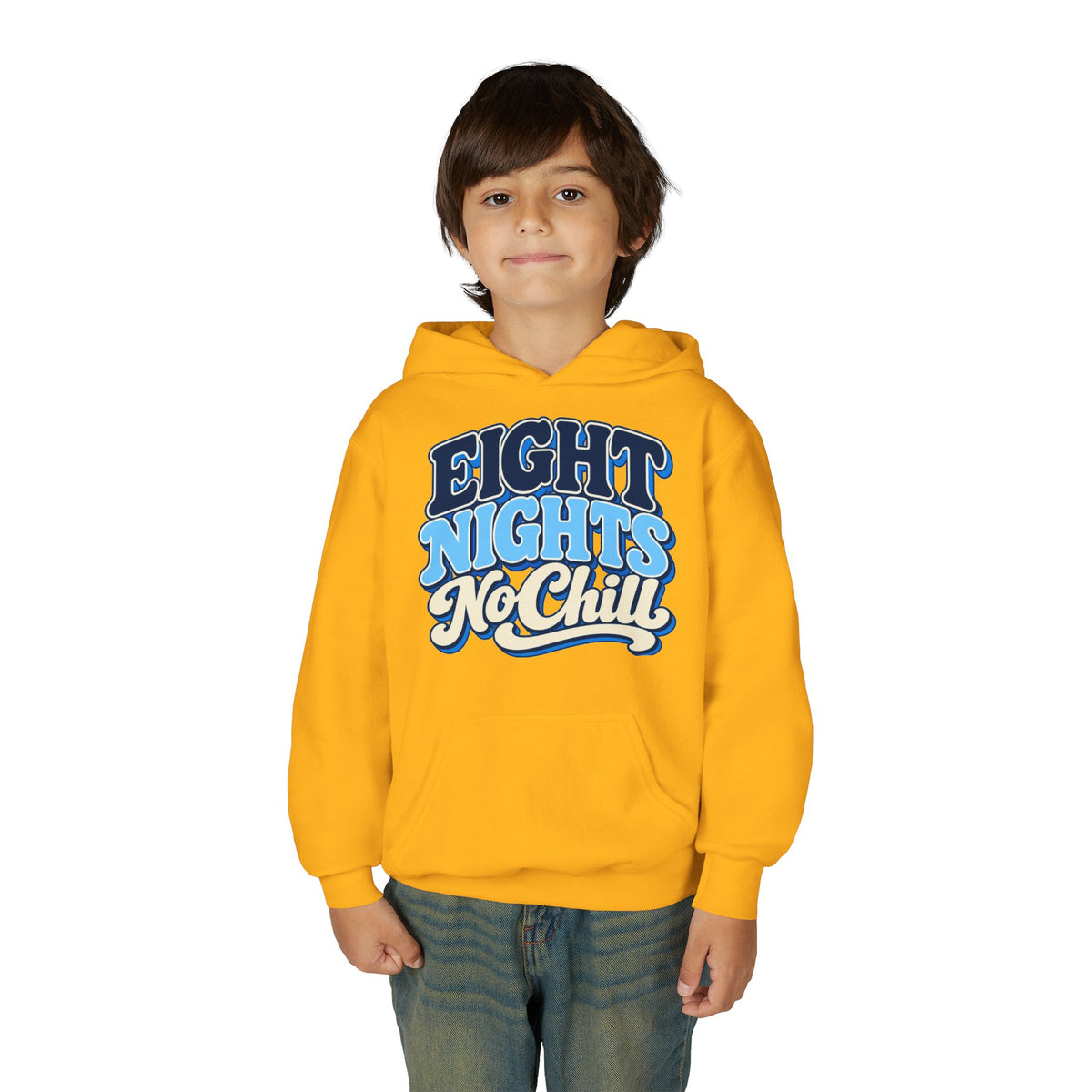 8 Nights No Chill Hanukkah Youth Heavy Blend Hooded Sweatshirt