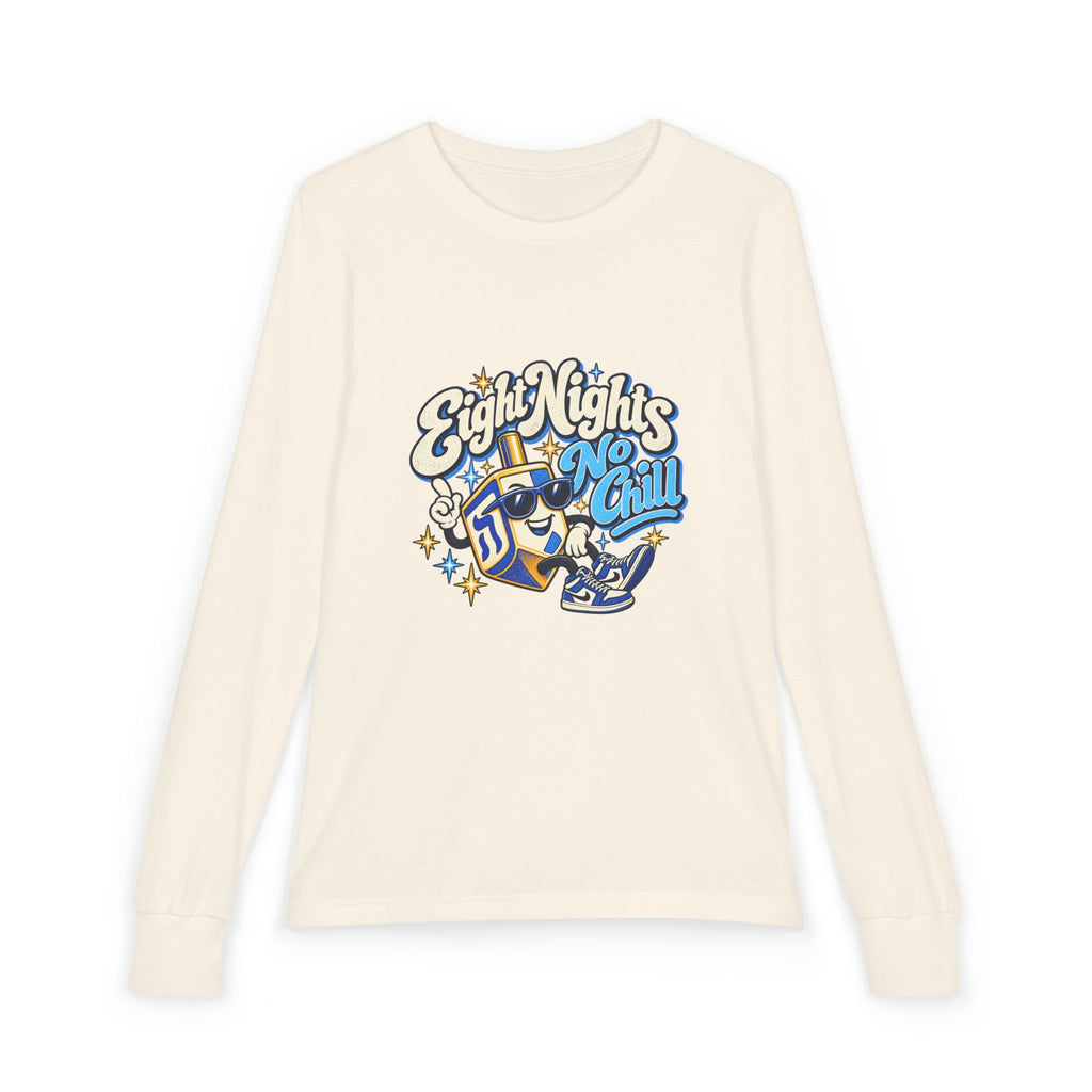 8 Nights No Chill Hanukkah Youth Jersey Long Sleeve Tee