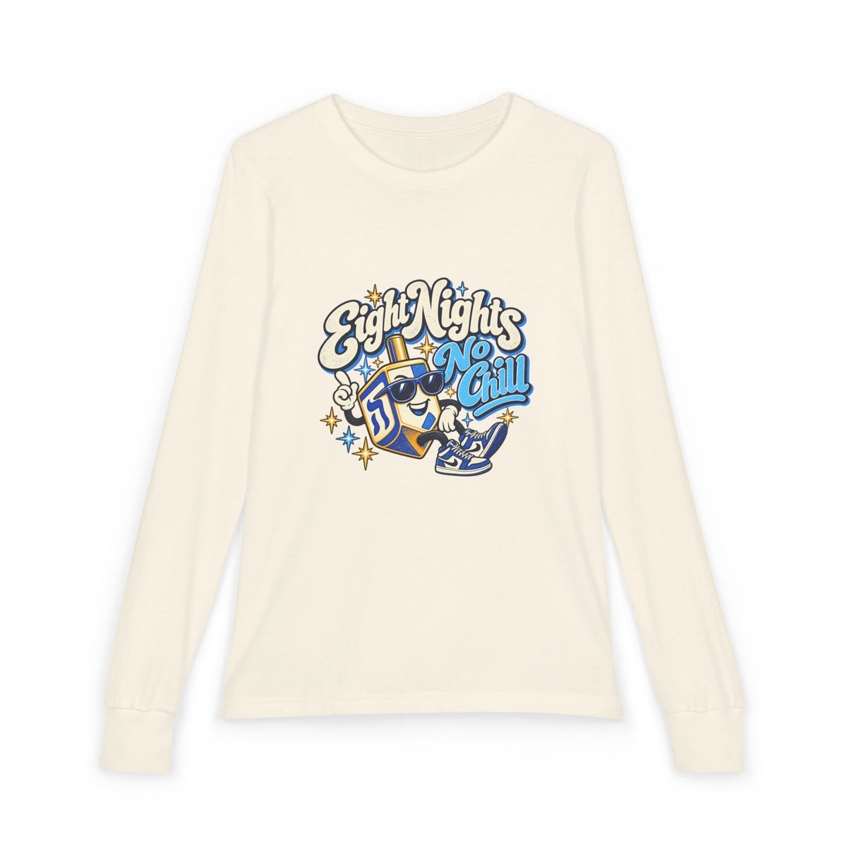 8 Nights No Chill Hanukkah Youth Jersey Long Sleeve Tee