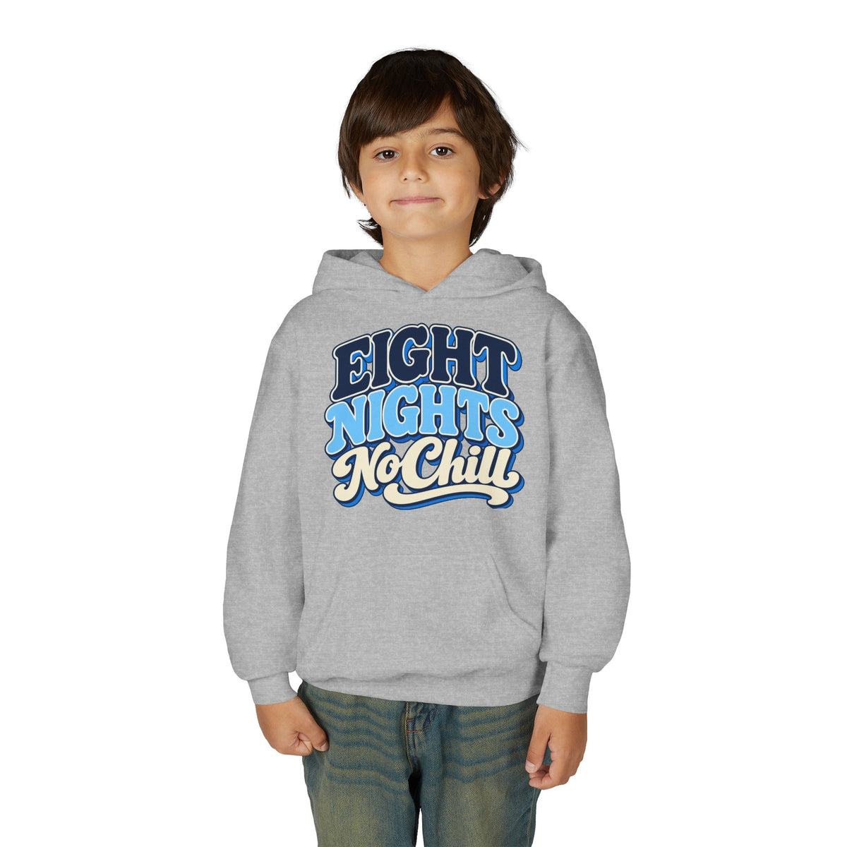 8 Nights No Chill Hanukkah Youth Heavy Blend Hooded Sweatshirt