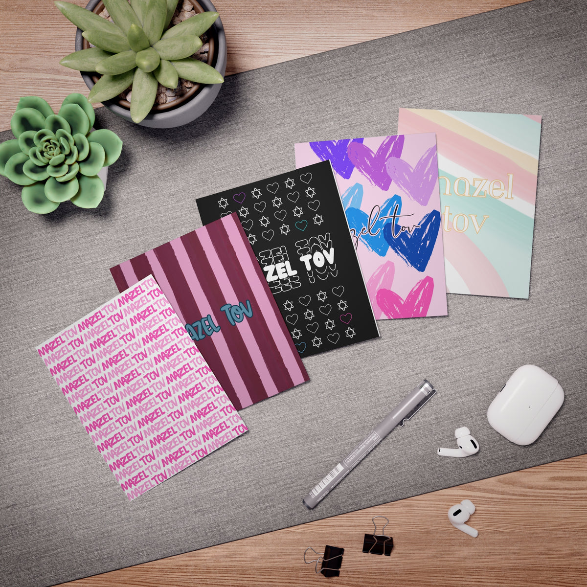 Mazel Tov! Bat Mitzvah Cards (5-Pack)