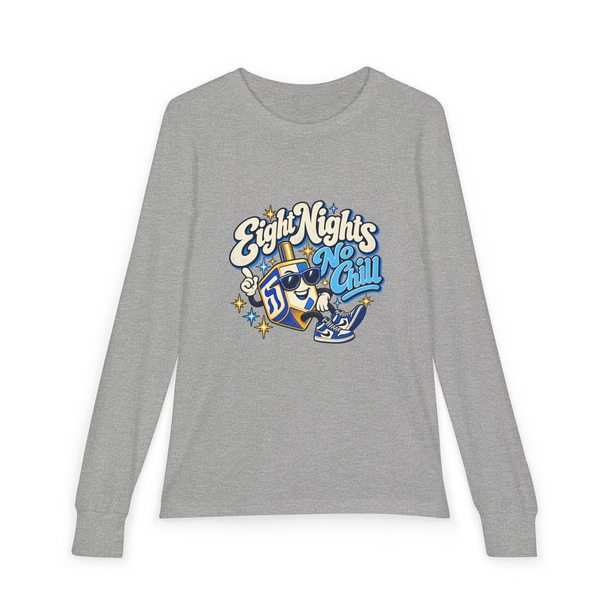 8 Nights No Chill Hanukkah Youth Jersey Long Sleeve Tee