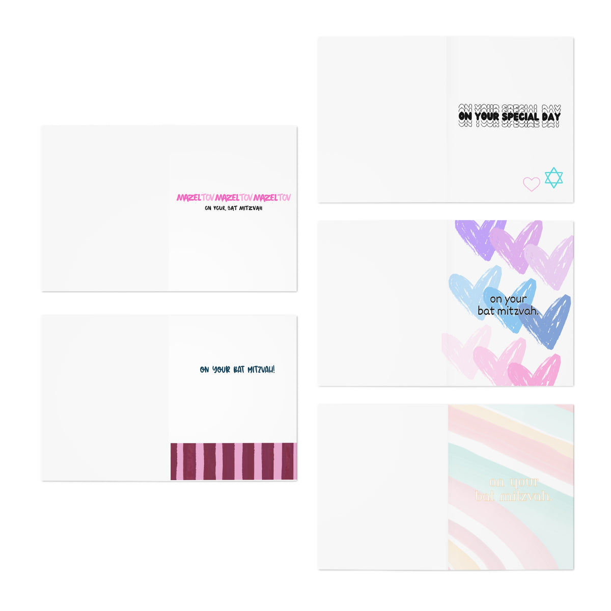 Mazel Tov! Bat Mitzvah Cards (5-Pack)
