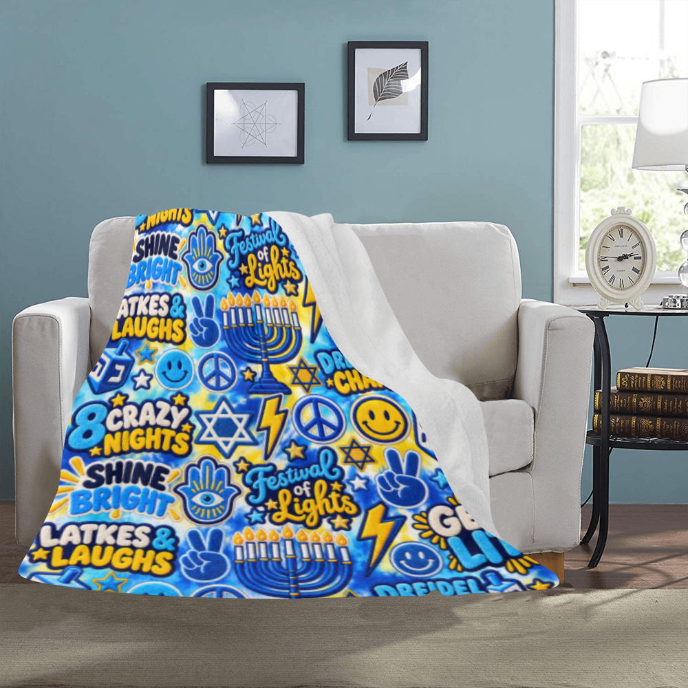 Plush Hanukkah Throw Blanket