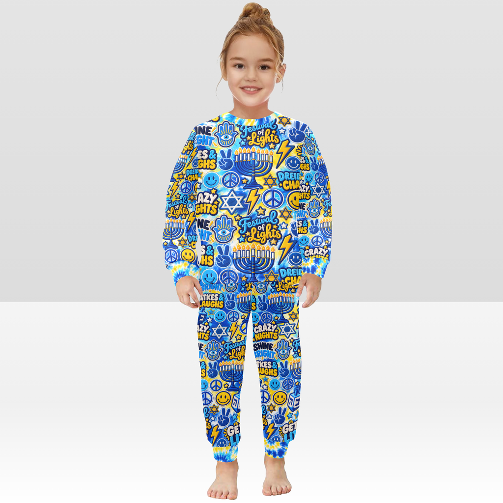 Hanukkah Crew Neck Long Sleeve Pajama Set